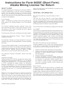 Instructions For Form 662sf (short Form) Alaska Mining License Tax Return