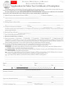 Fillable Application For Sales Tax Certificate Of Exemption - Alabama Department Of Revenue Printable pdf