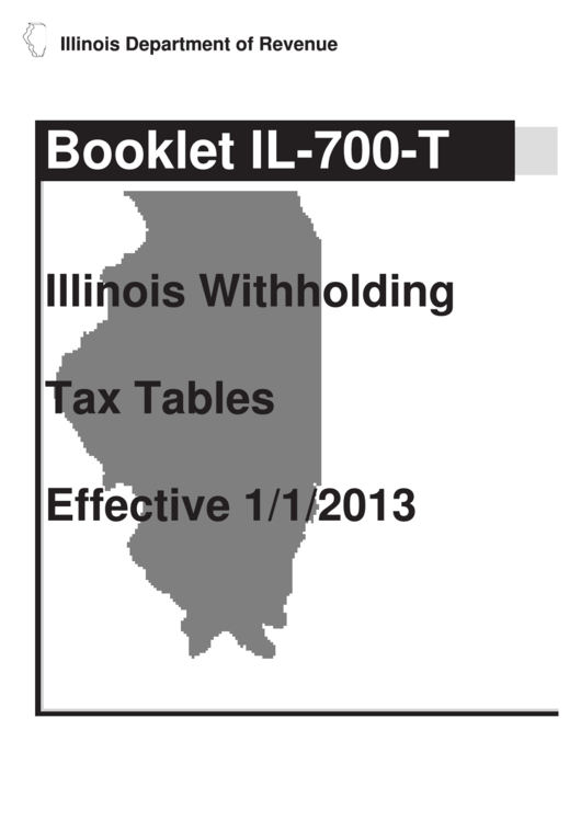 Booklet Il-700-T - Illinois Withholding Tax Tables Printable pdf