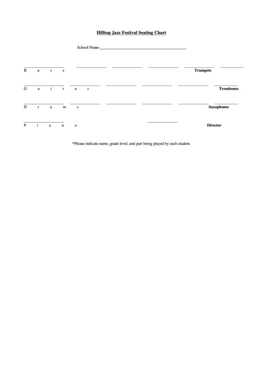 Jazz Festival Seating Chart Printable pdf
