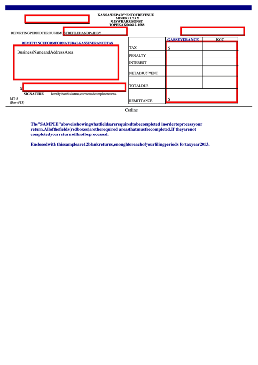 Fillable Form Mt-5 - Mineral Tax Printable pdf