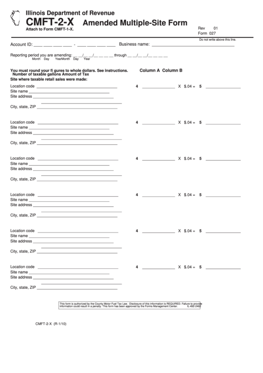 Fillable Form Cmft-2-X - Amended Multiple-Site Form Printable pdf