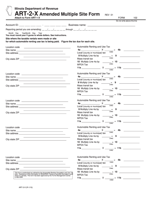 Fillable Form Art-2-X - Amended Multiple Site Form Printable pdf