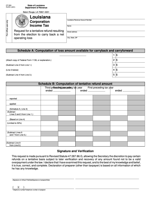 Fillable Form R-6701 - Louisiana Corporation Income Tax Printable pdf