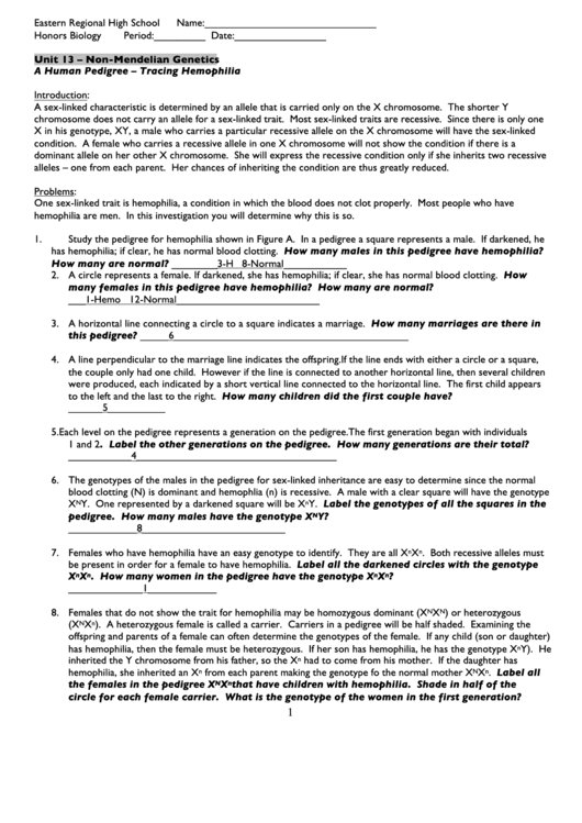 Non Mendelian Genetics High School Biology Worksheet With Answers