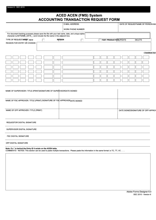 Fillable Accounting Transaction Request Form - Government Of Virginia Printable pdf