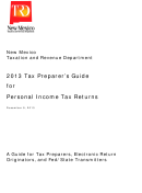 Tax Preparer's Guide For Personal Income Tax Returns - 2013