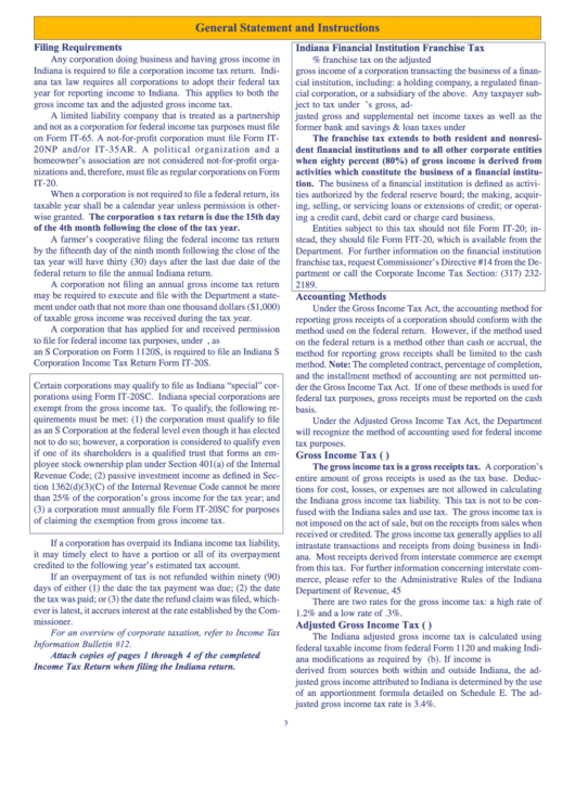General Statement And Instructions - Indiana printable pdf download