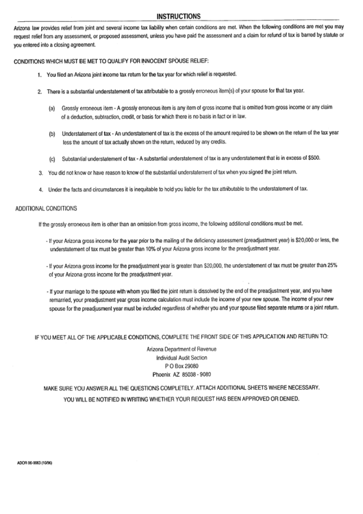 Form Ador 06-0083 - Instructions Printable pdf
