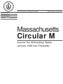Massachusetts Circular M - Income Tax Withholding Tables January - 1999 And Thereafter