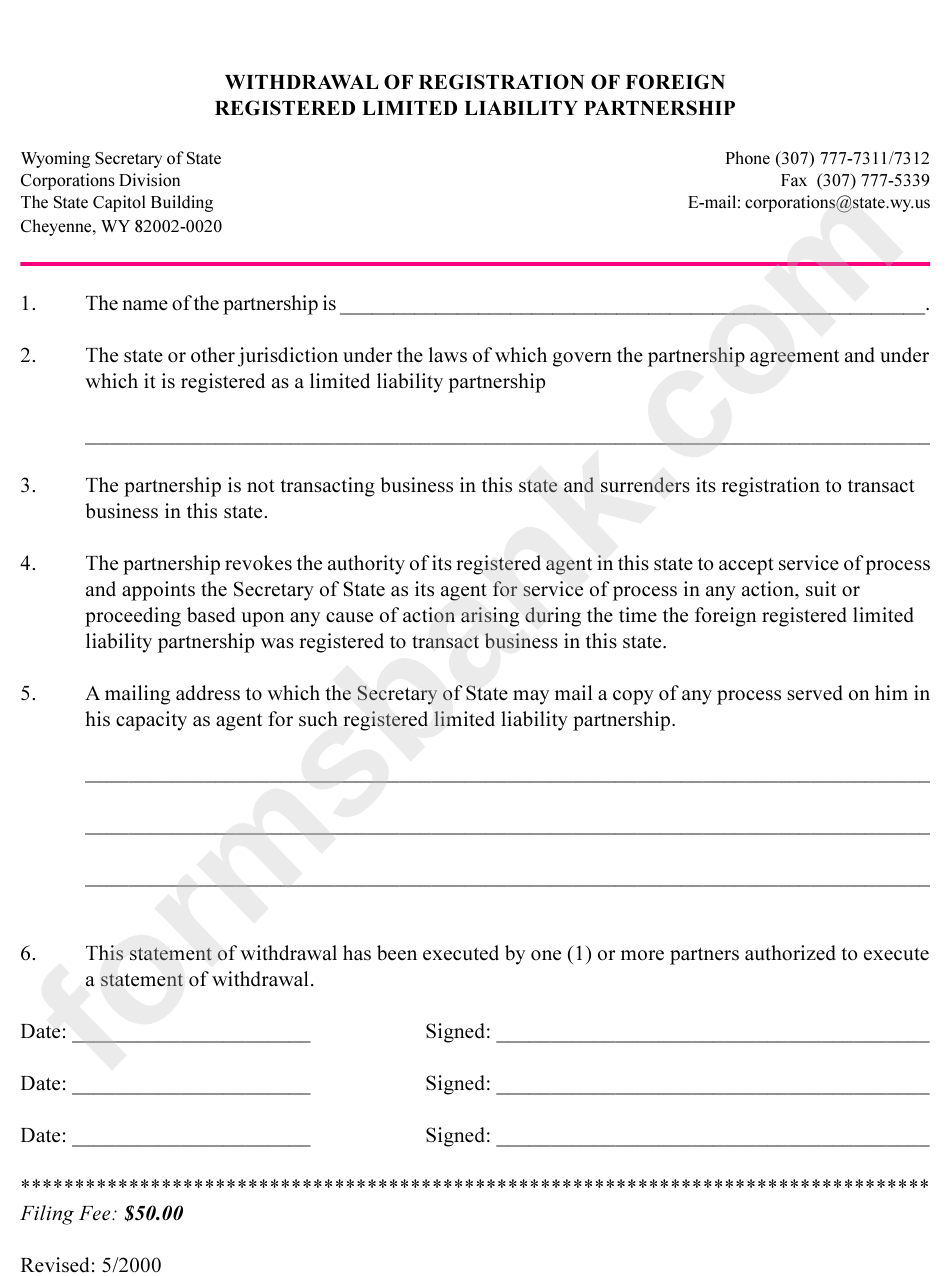 Withdrawal Of Registration Of Foreign Registered Limited Liability Partnership