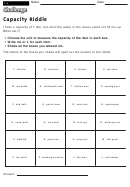 Capacity Riddle - Capacity Worksheet With Answers