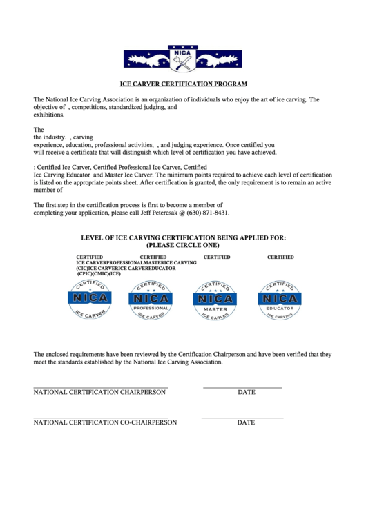 Ice Carver Certification Program Printable pdf