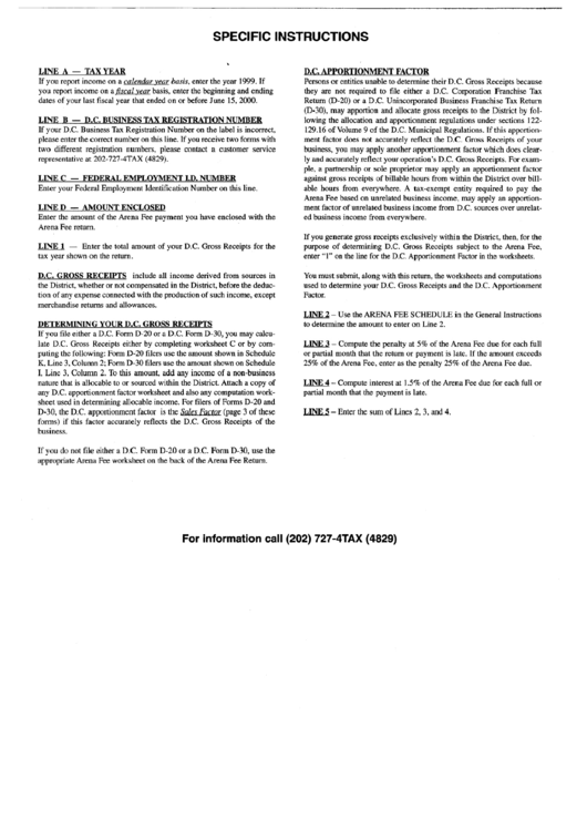 Specific Instructions - D.c. Tax Returns Printable pdf
