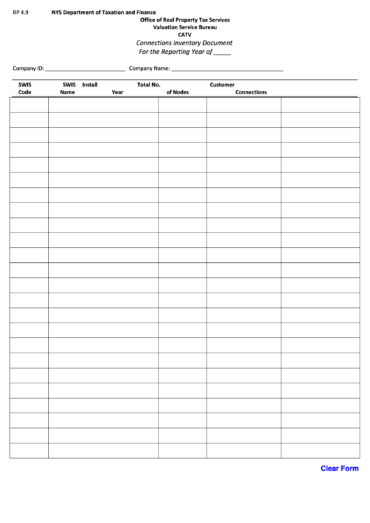 Fillable Form Rp 4.9 - Connections Inventory Document Printable pdf