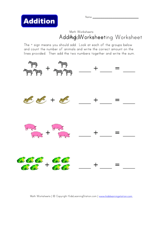 Adding Math Worksheet printable pdf download