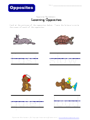 Learn Opposites Worksheet - Fast, Slow And Quiet, Loud