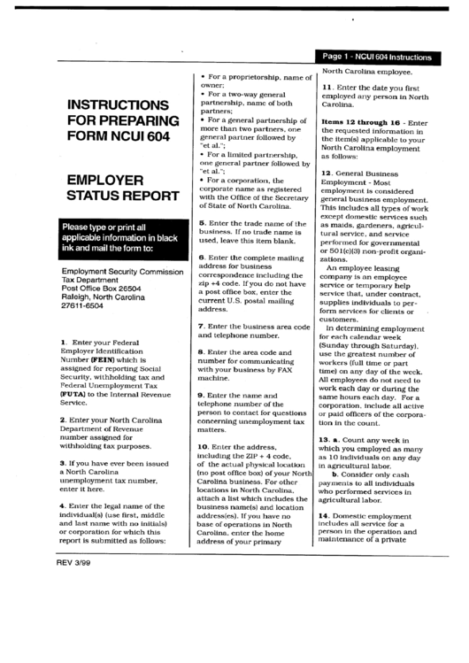 Instructions For Preparing Form Ncui 604 Printable pdf