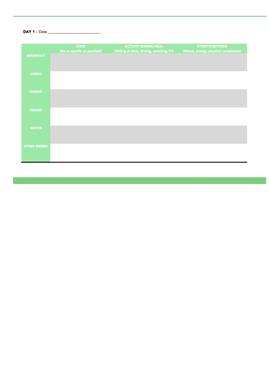 Diet Diary Template