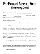 Elementary School Pre-excused Absence Form