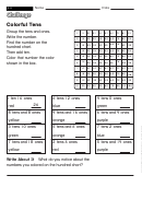 Colorful Tens - Challenge Worksheet With Answer Key