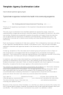 Agency Confirmation Letter Template - Undergraduate Interprofessional Teaching Printable pdf
