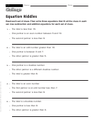Equation Riddles - Challenge Worksheet With Answer Key