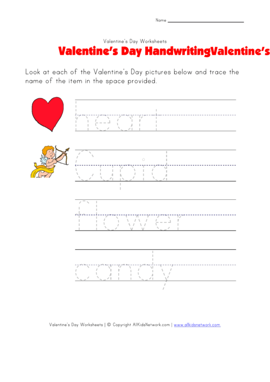 Valentine's Day Handwriting Worksheet