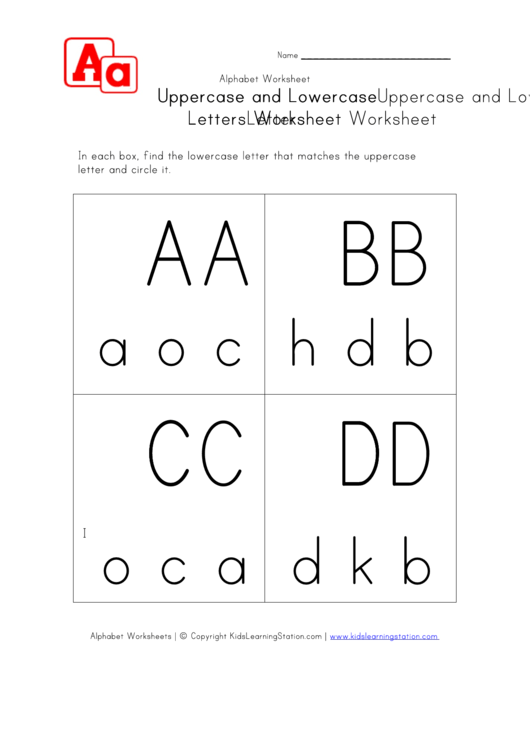 Uppercase And Lowercase Letters Worksheet Printable pdf