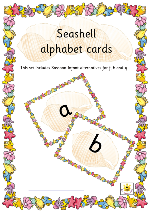Seashell Alphabet Cards Template - Lower Case Letters Printable pdf