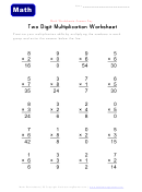Two Digit Multiplication Math Answer Sheet