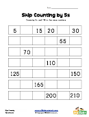 Skip Counting By 5s Math Worksheet