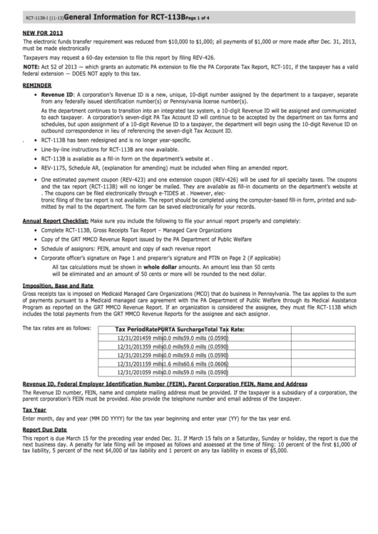 General Information For Rct-113b Printable pdf