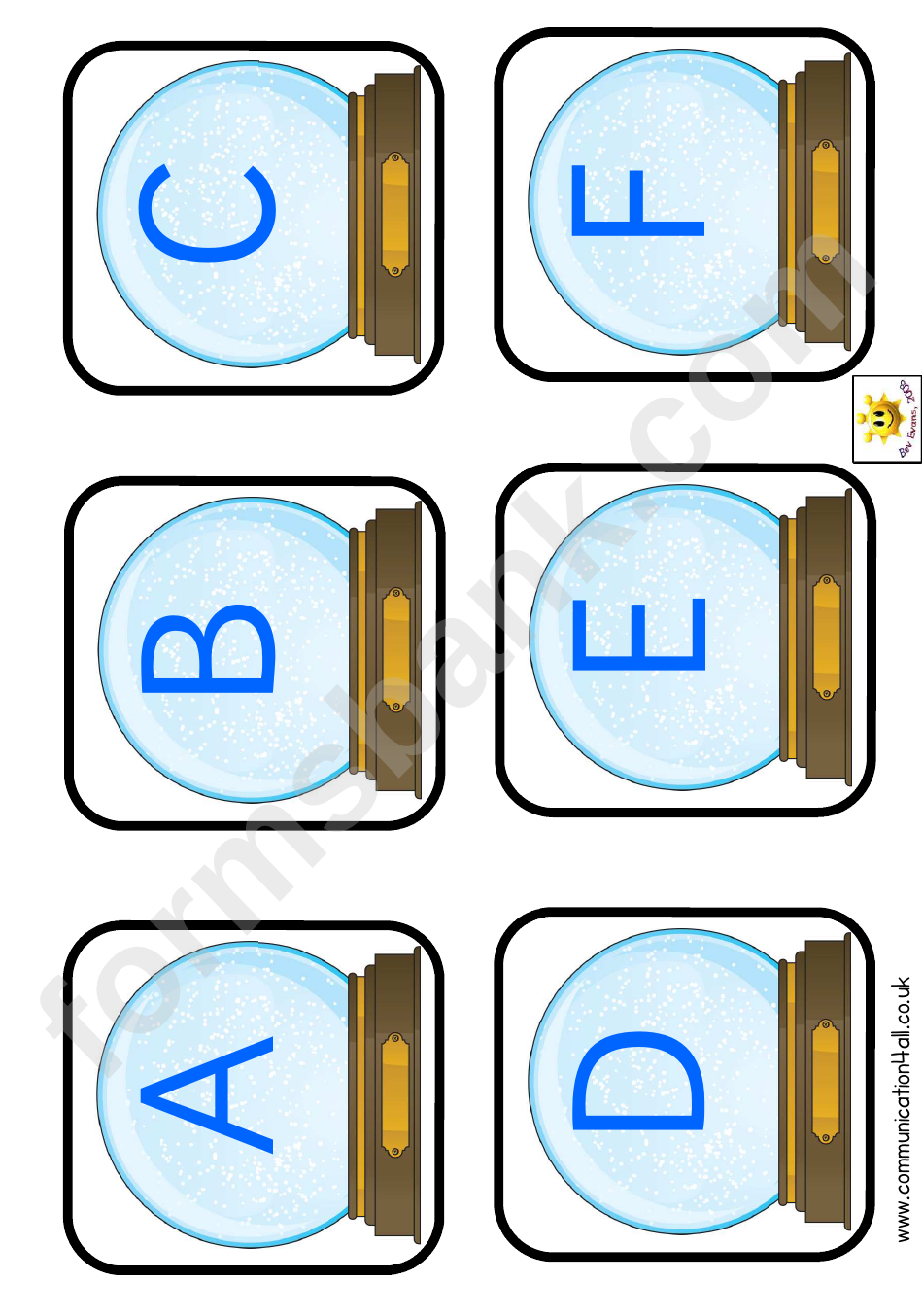 Snowglobe Alphabet Template - Upper Case Letters