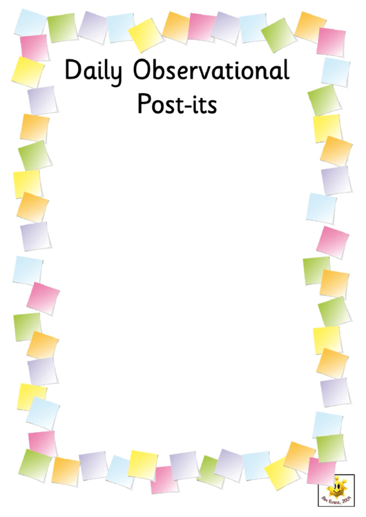 Daily Observational Post-Its Template Printable pdf
