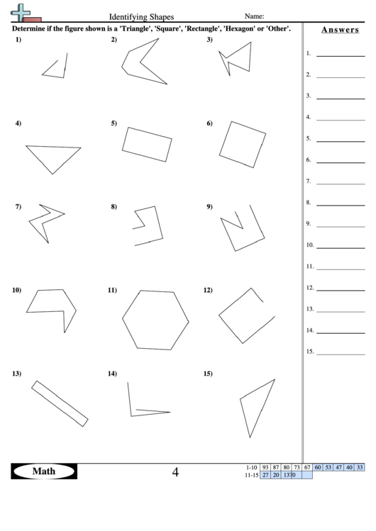 Identifying Shapes - Geometry Worksheet With Answers Printable pdf