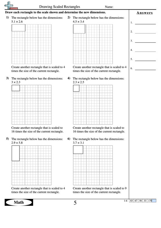 Drawing Scaled Rectangles - Geometry Worksheet With Answers Printable pdf