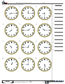 Reading An Analog Clock - Math Worksheet With Answers
