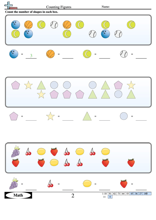 Counting Figures - Math Worksheet With Answers printable pdf download