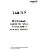 Form 740-Np - Kentucky Income Tax Return Nonresident Or Part-Year Resident - 2012 Printable pdf