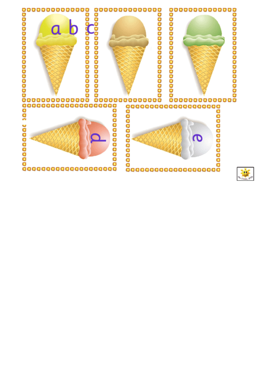 Ice-Cream Alphabet Card Template Printable pdf
