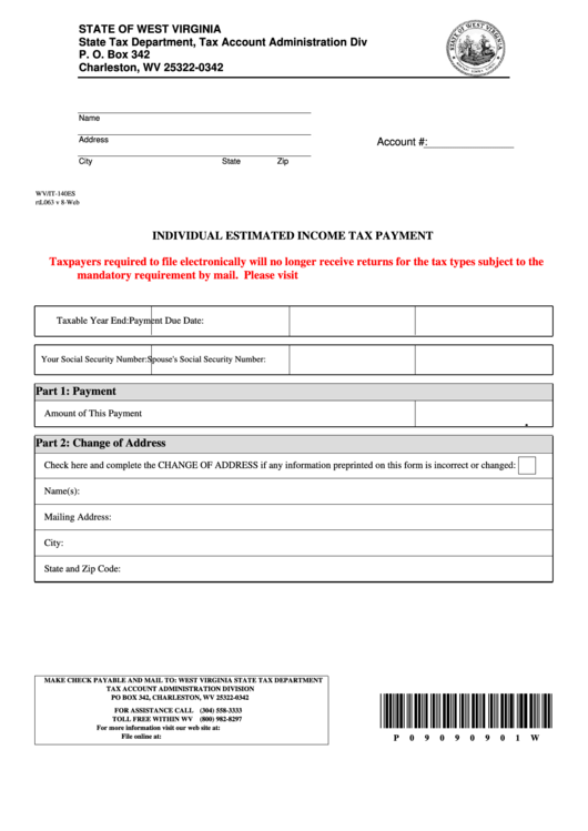 Form Wv/it-140es - Individual Estimated Income Tax Payment