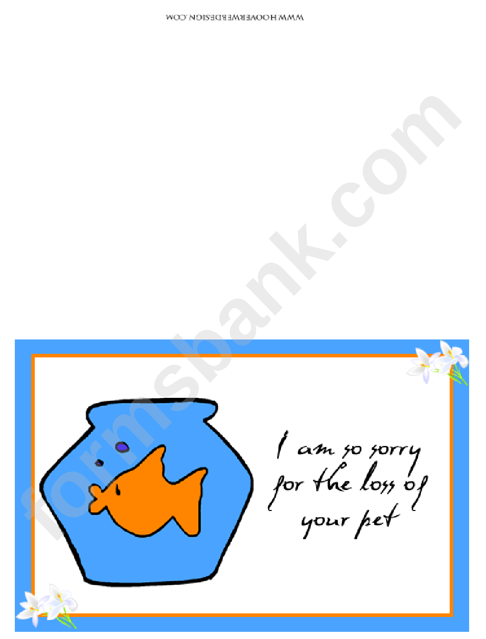 Pet Fish Goldfish Sorry For Your Loss Pet Sympathy Cards