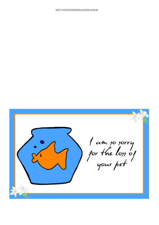 Pet Fish Goldfish Sorry For Your Loss Pet Sympathy Cards Printable pdf