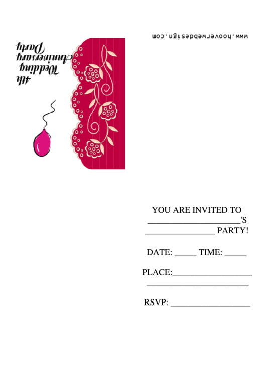 4th Wedding Anniversary Party Invitation Template Printable pdf