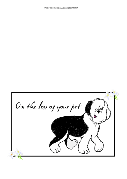 Black And White Sheep Dog Pet Sympathy Greeting Card Printable pdf