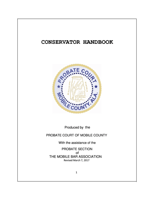 Conservator Handbook - Probate Court Of Mobile County Printable pdf
