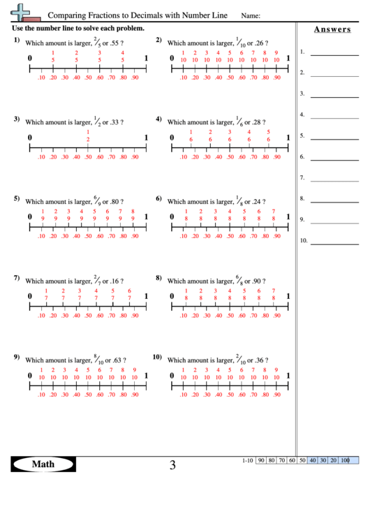 comparing-fractions-to-decimals-with-number-line-fraction-worksheet-with-answers-printable-pdf
