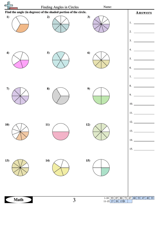 Finding Angles In Circles - Geometry Worksheet With Answers Printable pdf