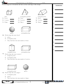 Characteristics Of 3d Shapes - Geometry Worksheet With Answers